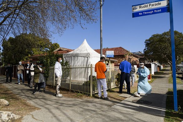 Testing queues in Evaline St, Campsie. 