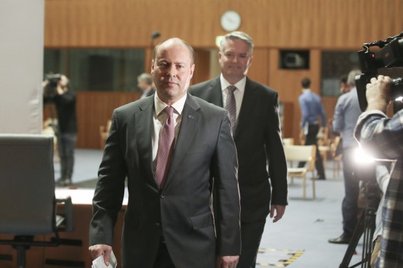 Treasurer Josh Frydenberg - flanked by Finance Minister Mathias Cormann - will deliver the 2020 budget on Tuesday night.