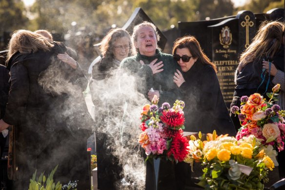 The family of Courtney Herron, who was killed in Parkville at a memorial to mark one year since her death.