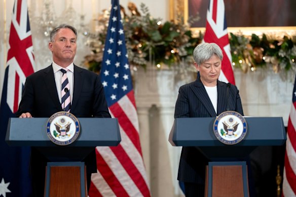 Richard Marles and Penny Wong at the US Department of State in Washington, DC.