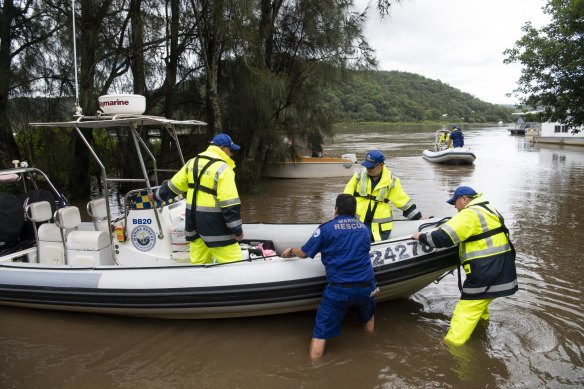 Flooding on River Road, Wisemans Ferry on Friday.
