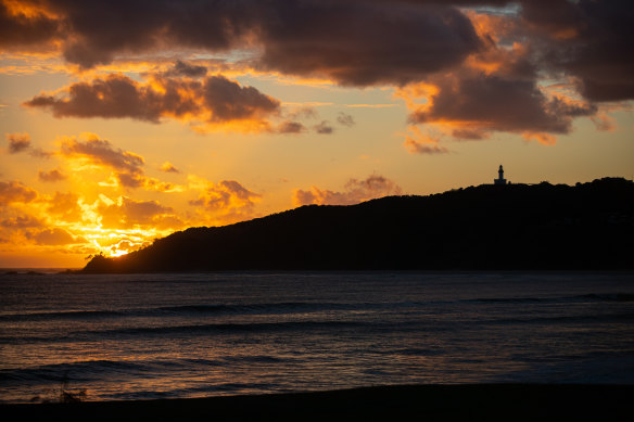 The sun rises over Byron Bay earlier this morning. 
