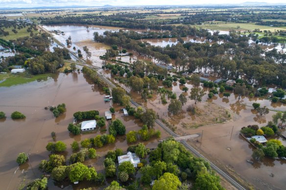 Flooding in Forbes NSW in November 2022. Record floods destroyed crops and wiped out roads critical for harvest.