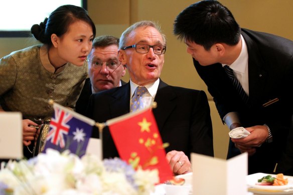 Then-foreign minister Bob Carr in Chengdu, China in 2013. 