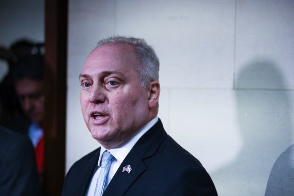 US House Majority Leader Steve Scalise, a Republican from Louisiana, speaks with media.