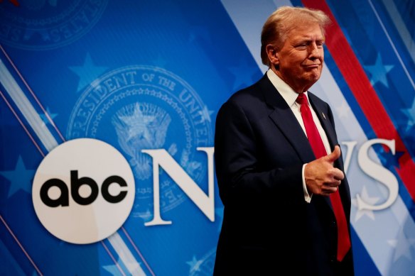 Donald Trump takes part in an ABC presidential debate in September.