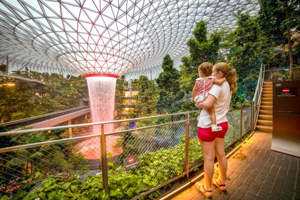 Changi’s rainforested Jewel terminal in Singapore.