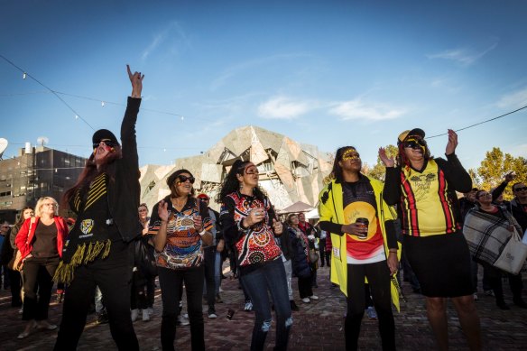 Melbournians take part in the Long Walk to the MCG for a previous Dreamtime at the ’G fixture.