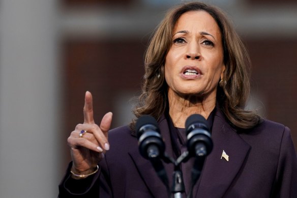 Vice President Kamala Harris acknowledges her defeat at Howard University in Washington.