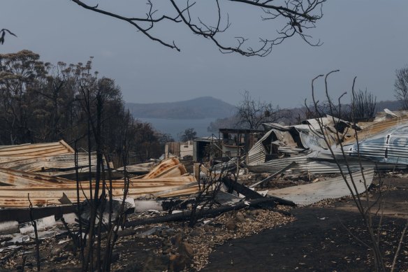 Properties destroyed in Conjola Park on the NSW South Coast.