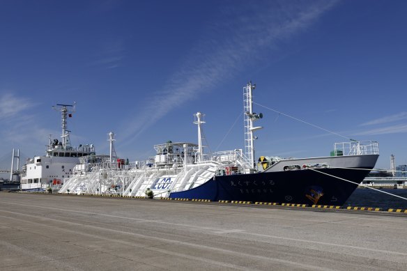 The Excool CO2 tanker at port in Yokohama, Japan.