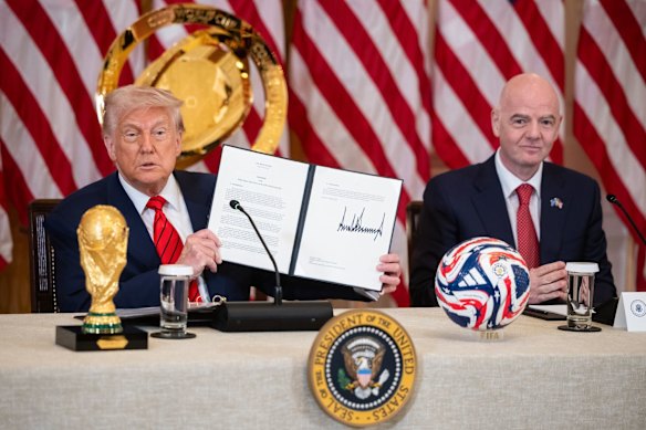 US President Donald Trump and FIFA president Gianni Infantino at the White House in May.