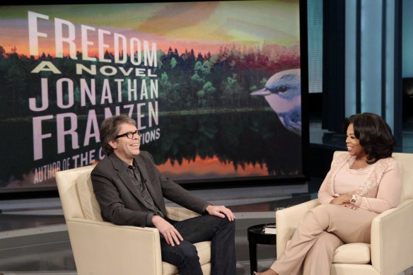 Bestselling author Jonathan Franzen and talk-show host Oprah Winfrey.