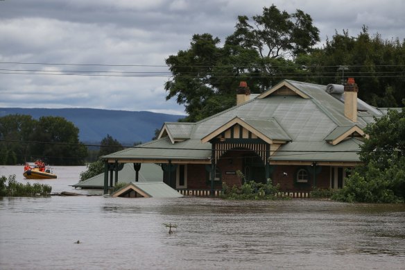 A home inundated by floodwaters along the Hawkesbury River in March this year.