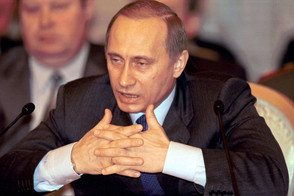 Vladimir Putin, pictured in 2000 when he was acting president, built his reputation as a hardliner following a 16-year career with the KGB.