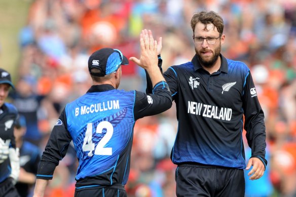 Dan Vettori during the 2015 World Cup, his final bow for New Zealand.