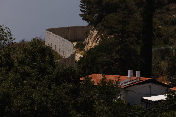 An Israeli family house on the Lebanon border seen from Kibbutz Hanita.