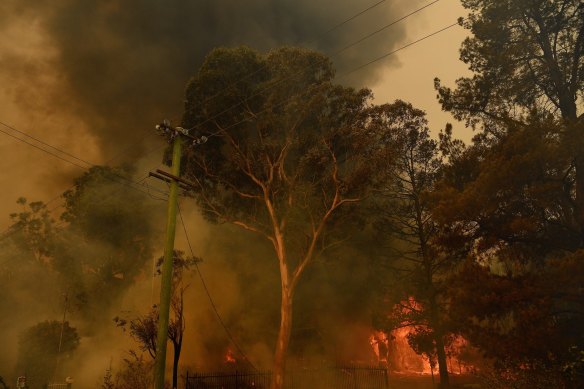 Fiery scenes on the outskirts of Bargo, NSW. 