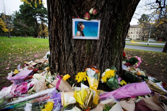 Tributes left to Renea Lau in Kings Domain.

