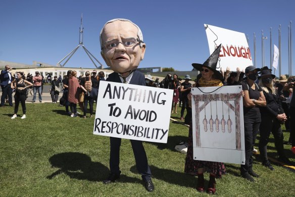 Women’s March 4 Justice at Parliament House in Canberra on March 15.