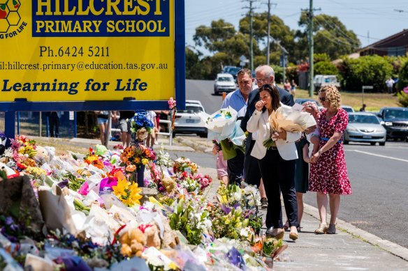 Then prime minister Scott Morrison and his wife, Jenny Morrison, visit Hillcrest Primary School in December 2021. 