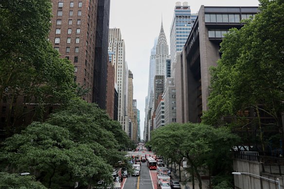 Hey there in the back row: New York’s Chrysler Building, lost in the crowd.