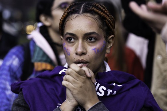 A supporter at the annual Trans Day of Visibility in New York last year. Some trans activists are questioning the tactics used to further their cause.