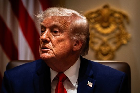 US President Donald Trump during a cabinet meeting at the White House.