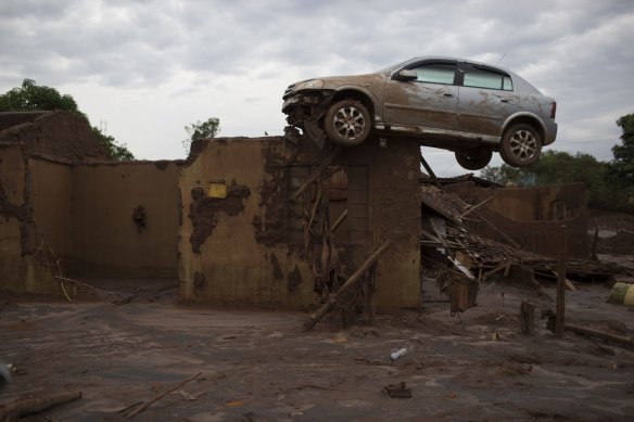 The mud submerged towns downriver from the Samarco Fundao dam.