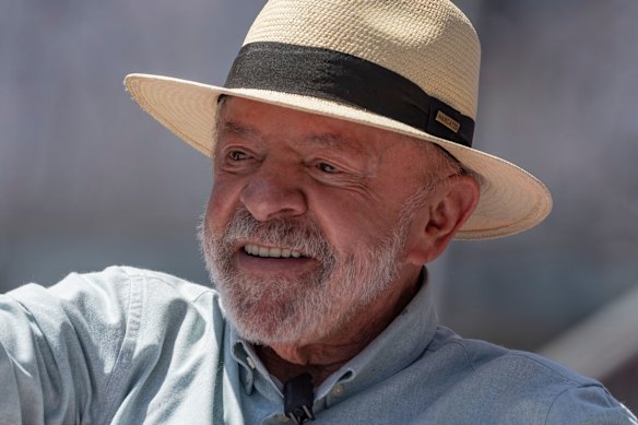 Luiz Inacio Lula da Silva, Brazil’s president, greets supporters during a campaign rally last month.