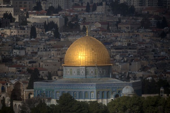 The Dome of the Rock at the Al Aqsa Mosque.