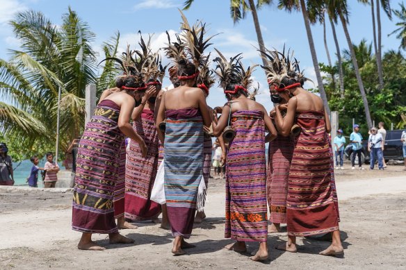 The traditional welcome at Baubau in East Timor.