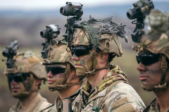 American soldiers training in Romania in 2022. 