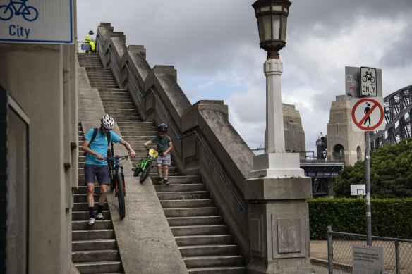 Cyclists who are traveling on the bridge currently have to climb 55 steps.