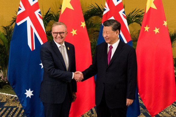 Prime Minister Anthony Albanese meeting China’s President Xi Jinping in Bali last November.