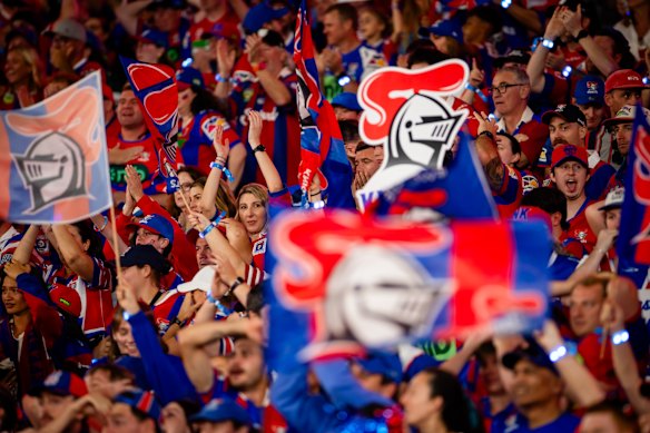 Newcastle Knight supporters filled Accor Stadium on Sunday night.