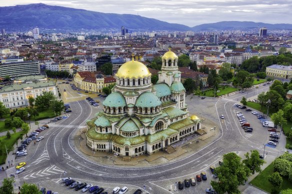 The iconic Alexander Nevsky Cathedral, whose domes have become symbolic of Sofia.