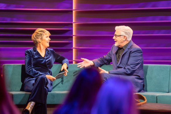 Fran Kelly began her life as a chat show host by inviting Shaun Micallef onto the couch.