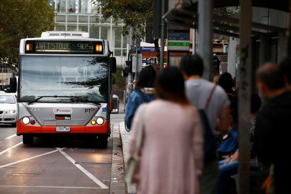 A Transdev bus in Lonsdale Street.