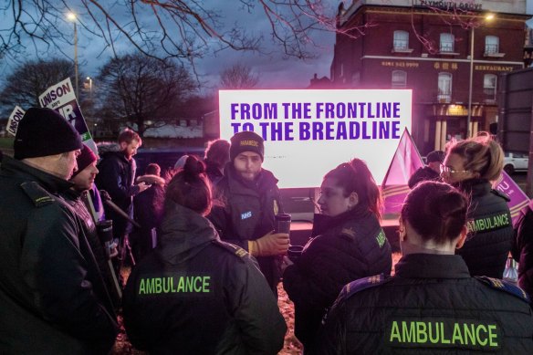 Striking ambulance workers in Manchester last month.