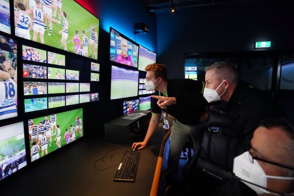 A general view of the AFL Review Centre at AFL House. 