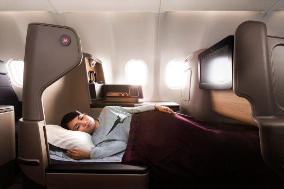 Qantas business class: Splurging on a lie-flat seat is the most obvious way to get a better sleep on board.