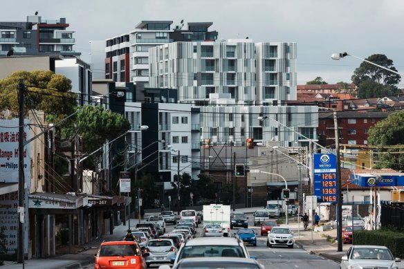 Apartment blocks on Canterbury Road in Campsie. 