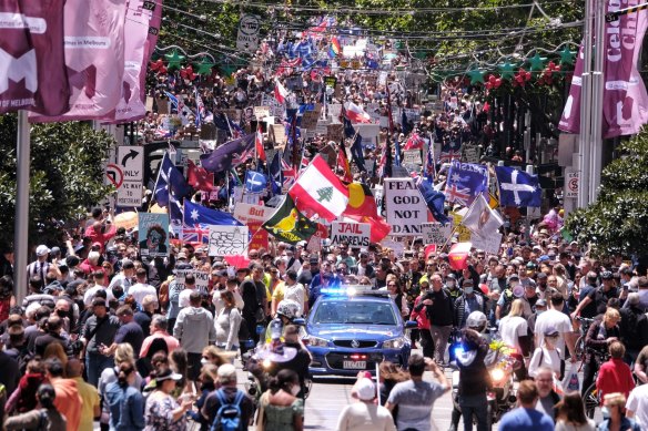 Protest against the Pandemic Bill in Melbourne, Saturday, November 27, 2021. 