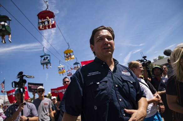 Ron DeSantis, governor of Florida and 2024 Republican presidential candidate, at the Iowa State Fair on Saturday.