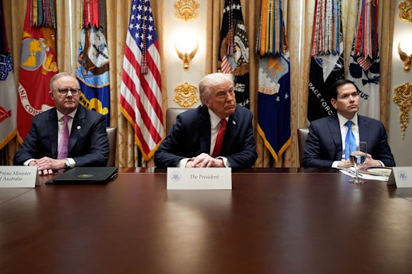 Anthony Albanese, Donald Trump and Marco Rubio.