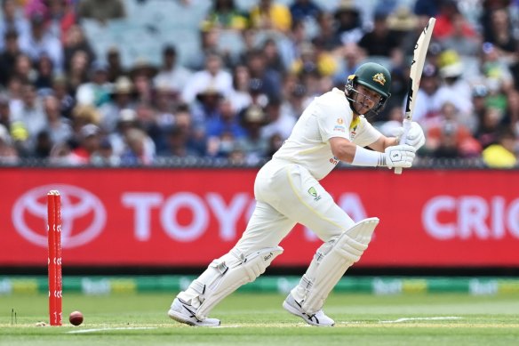 Marcus Harris flicks one off his legs playing for Australian in 2021.