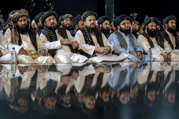 Pictured here are the leaders of the Taliban. The militia group targeted Bibi Rahimi after she refused to quit her job as a teacher in Afghanistan.