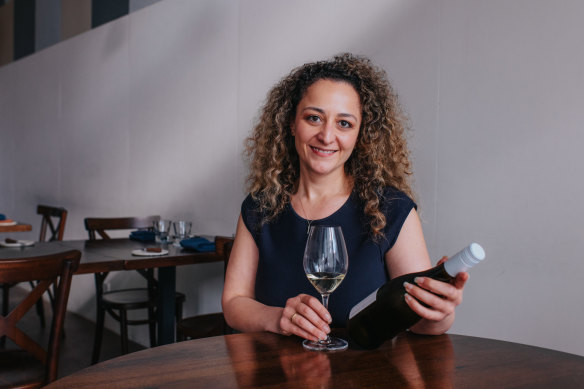 Sommelier Angelica Nohra in her Surry Hills restaurant The Blue Door. Nohra has an exclusively NSW wine list.