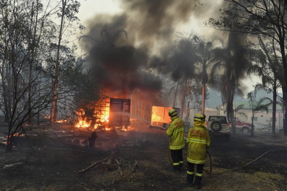 Buildings and property were lost as bushfires raced through Failford on the mid north coast, NSW.